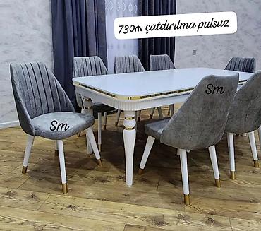 kicik stol: 6 stul + masa qonaq otağı/dining dəsti. Dəstə 1 ədəd düzbucaqlı masa — 1