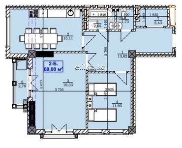 Продажа квартир: 2 комнаты, 68 м², Элитка, 10 этаж, ПСО (под самоотделку)