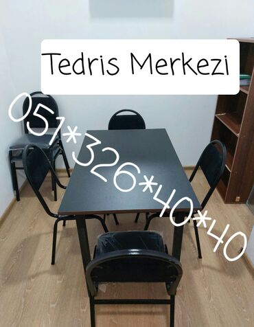 ofis masa: Mətbəx üçün, Qonaq otağı üçün, Yeni, Dördbucaq masa, 4 stul, Azərbaycan