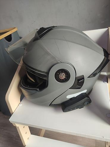 Шлемы: Мотошлем Andes Helmet, модуляр, серого цвета. Шлем с поднимающейся — 3
