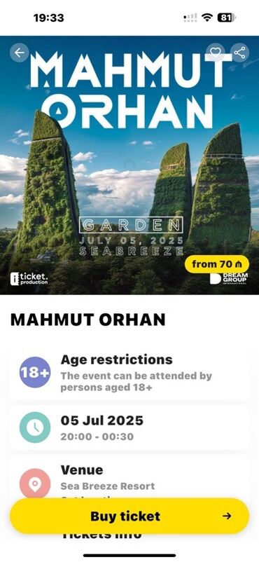подарок сестре на день рождения: Mahmut Orhan konserti üçün 2 bilet. Tədbir 5 iyul 2025-ci il tarixində