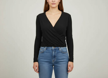 czarne bluzki z długim rękawem zara: Women's blouse, size XL