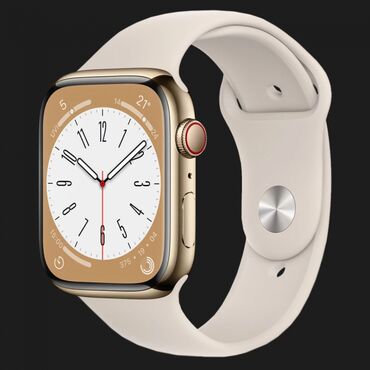 Smart saatlar: Apple Watch 8 45mm Gold Stainless Steel Starlight Band. Yeni və