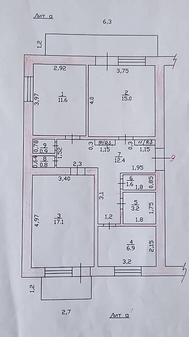 55: 3 комнаты, 70 м², Золотой квадрат Индивидуалка, 5 этаж — 9