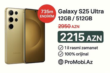 s25 ultra qiyməti: Samsung S25 Ultra, 512 GB, rəng - Qızılı, Zəmanət