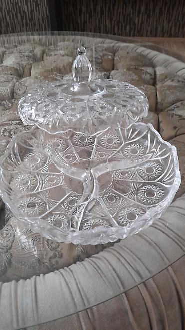 çərəz: Şüşə qapaqlı xrystal cerez qabi-qab/servis ləvazimatı - Material — 1