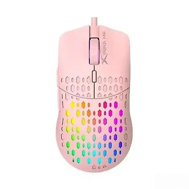 ps5 cena: Gejmerski žičani miš – roze, ultralaki dizajn sa RGB osvetljenjem - — 6