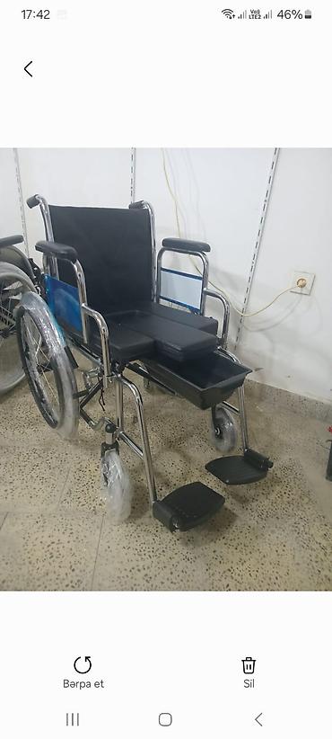 Tualet funksiyalı əlil arabası - Konstruksiya: xrom örtüklü möhkəm