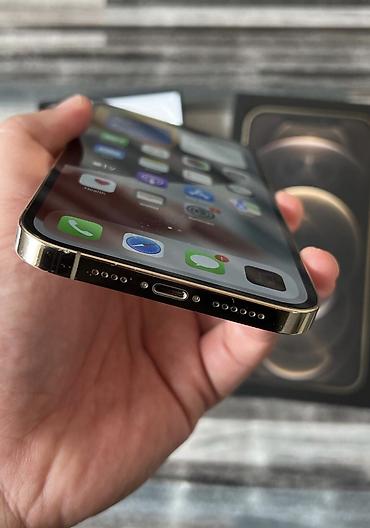 Уюлдук телефондор жана аксессуарлар: IPhone 12 Pro Max, Колдонулган, 256 ГБ, Алтын, Коргоочу айнек, Кабель, Куту, 100 % — 5