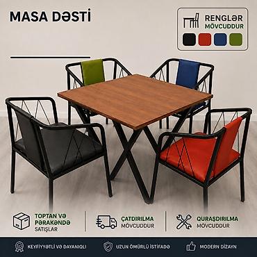 stol stul kuxna: Qonaq otağı üçün, Yeni, Yumru masa, 4 stul — 6