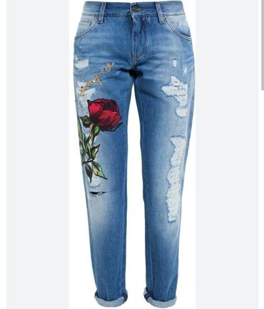 джинсы с подтяжками: Прямые, Средняя талия
