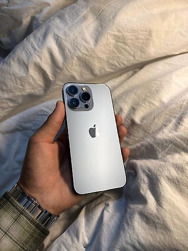 90: IPhone 13 Pro, Б/у, 256 ГБ, Серебристый, Зарядное устройство, Защитное стекло, Чехол, 90 % — 1