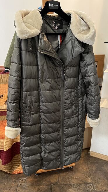 куртки длинные женские зимние: Пуховик, Длинная модель, С капюшоном, 6XL (EU 52)