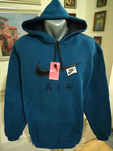 original l: Sweatshirt, 2XL (EU 56), Nike, color - Blue, With a hood