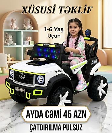 Детские электрокары: Uşaqlar üçün elektrikli akkumulyatorlu maşın – 4x4 off-road dizaynlı — 1