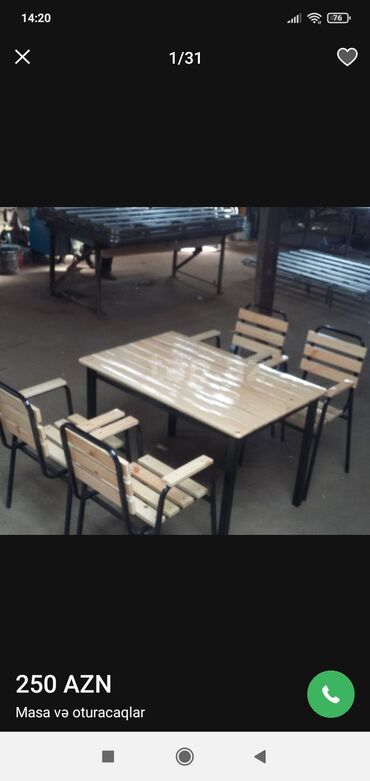 Bağ, çöl oturacaqları: Taxta yemək dəsti – müxtəlif modellər - Material: tam ağac (kənd — 11