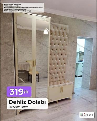 Dəhliz Dolabı – 47×200×160 sm - Material: 18 mm laminat - Rəng — 1