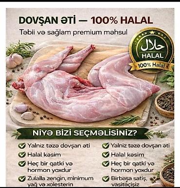 ət məhsulları: Dovşan əti – 100% halal, təbii və sağlam premium məhsul. Məhsulun — 1