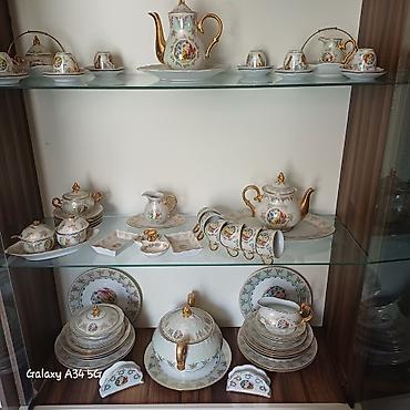 zeytun yağı: Çay dəsti, rəng - Qızılı, Farfor — 1