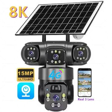 Videomüşahidə: Simsiz 4G sim kartl Solar ptz 3 kamera 360° 8mp/4K Çöl ṣəraiti ücün