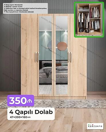Ev və bağ: 4 qapılı geyim dolabı — 47×200×160 sm - Material: 18 mm laminat - Rəng — 1