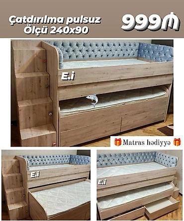 mebel usaq: Uşaq üçün iki mərtəbəli çarpayı-divan sistemi - Ölçü: 240 x 90 sm — 1