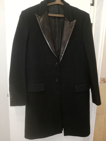 черный пальто: Пальто, Осень-весна, Длинная модель, M (EU 38)
