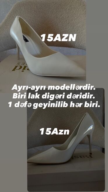 Tuflilər: Ağ rəngli iki cüt hündürdaban tufli. - Ayrı-ayrı modellərdir: biri lak