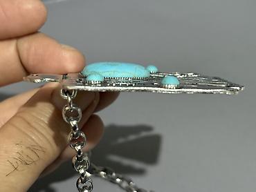 Bijuteriya: Qartal fiqurlu boyunbağı – bohem/etnik tərz - Material: gümüş rəngli — 8
