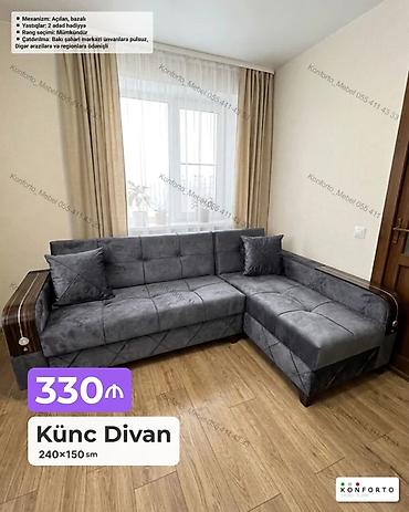 Ev və bağ: Künc divan – 240×150 sm - Mexanizm: açılan, bazalı (yataq funksiyası — 1