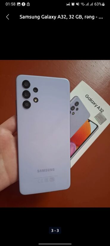 Samsung: Samsung Galaxy A32, 128 GB, rəng - Bənövşəyi, İki sim kartlı