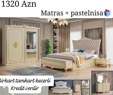 Yataq otağı dəstləri: İkinəfərlik çarpayı, Tumba, Dolab, 2 tumba, Azərbaycan, Yeni — 12
