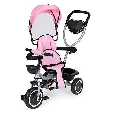full speed electric: ECOTOYS 2u1 tricikl sa rotirajućim sedištem i sklopivom tendom – Pink — 5