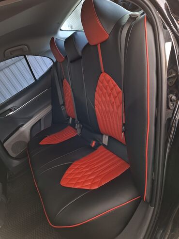 Чехлы и накидки на сиденья: Чехлы Экокожа, цвет - Черный, Toyota, Новый — 4