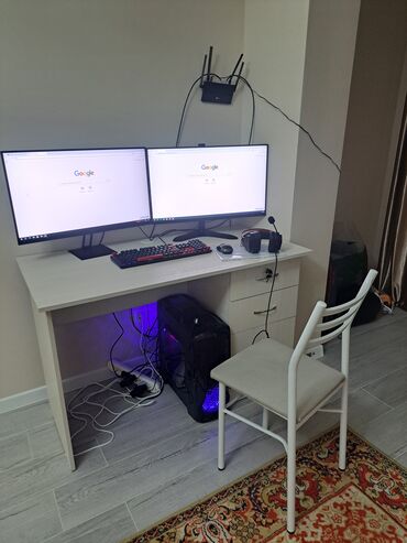 стол на офис: Кеңсе үчүн үстөл, Жаңы, Жөндөлбөй турган, түсү - Ак, Тик бурчтуу, МДФ, Өзү алып кетүү