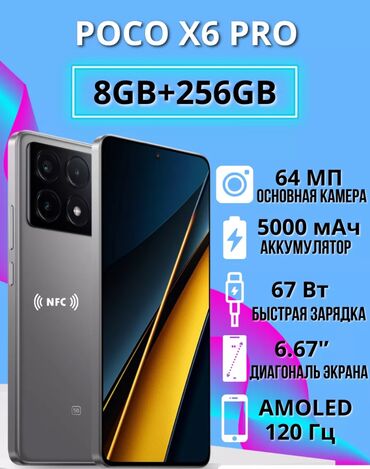 Redmi: Poco X6 Pro 5G, Новый, 256 ГБ, цвет - Белый, В рассрочку, 1 SIM, 2 SIM, eSIM