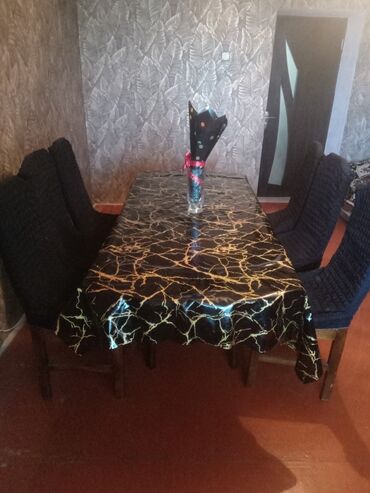 стол металлический: Для гостиной, Б/у, Раскладной, 6 стульев