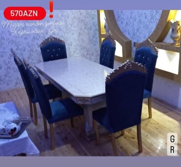 masalar ve stullar: Qonaq otağı üçün, Yeni, Açılmayan, 6 stul, Azərbaycan