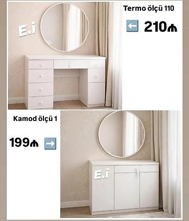 Termolar: Ağ rəngli dəst mebellər 1) Termo (güzgülü makiyaj/iş masası) - Ölçü — 1