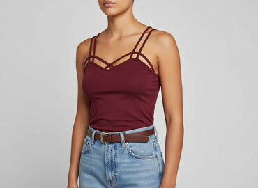 czerwone t shirty levis: Bershka, Women`s top, size S (EU 36)