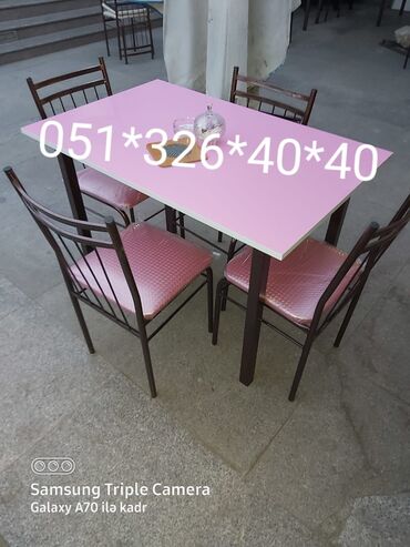 Masa və oturacaq dəstləri: Qonaq otağı üçün, Yeni, Açılan, Dördbucaq masa, 4 stul — 30