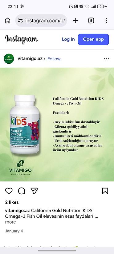 California Gold Nutrition KIDS Omega-3 Fish Oil – uşaqlar üçün omeqa-3