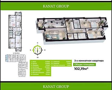 3 комнаты, 102 м², Филармония Элитка, 4 этаж, ПСО (под самоотделку)