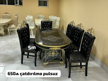 Divanlar: Qonaq otağı üçün, Yeni, Açılmayan, Oval masa, 6 stul