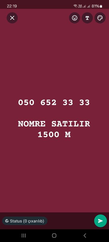 050 nomreler: Nömrə: ( 050 ) ( 506523333 ), Yeni