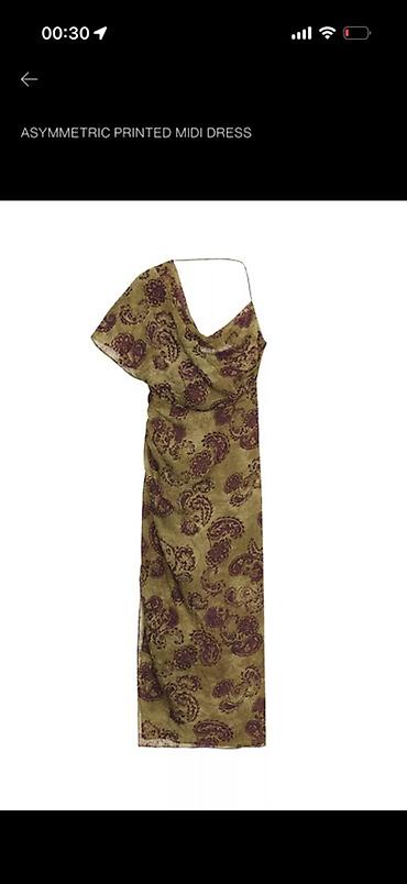 qalin don: ZARA etiketli xs s Asymmetric Printed Midi Dress - Model: Asimmetrik — 1