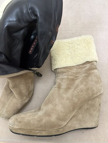 Çəkmələr: Qısaboğaz, Ölçü: 37, rəng - Bej, İşlənmiş — 10