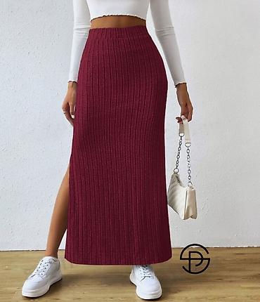 Suknje: 🔥Rebrasta ženska maxi suknja sa visokim strukom
✅1450 din — 4