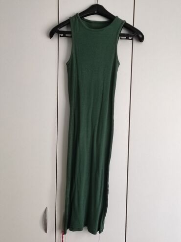 haljine od satena: S (EU 36), bоја - Maslinasto zelena, Drugi stil, Drugi tip rukava