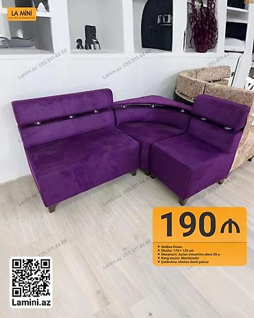 Mətbəx divanı – bənövşəyi rəngdə künc modeli - Ölçülər: 170 x 120 sm